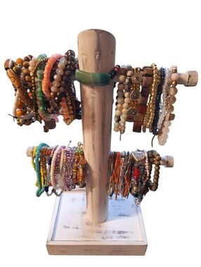 70 Bundle Vintage to Now BRACELETS STRETCHY Colorful BEADED Bohemian HIPPIE